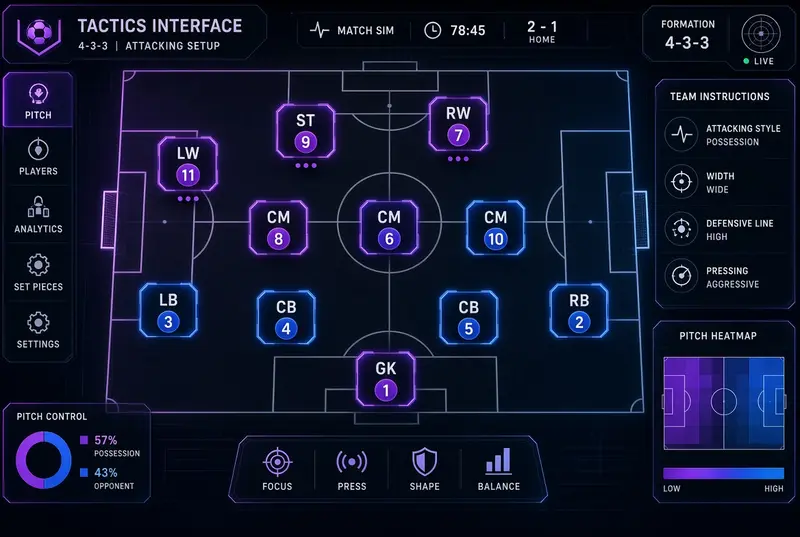 Squad builder interface showing a tactical formation board